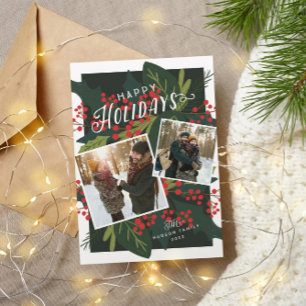 Tarjeta Festiva Holly Days Berry Inclinado 2 fotos instantáneas