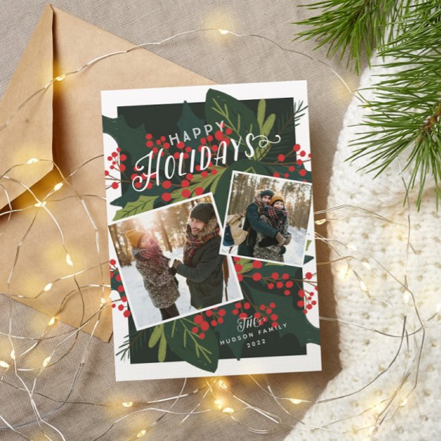 Tarjeta Festiva Holly Days Berry Inclinado 2 fotos instantáneas (Subido por el creador)