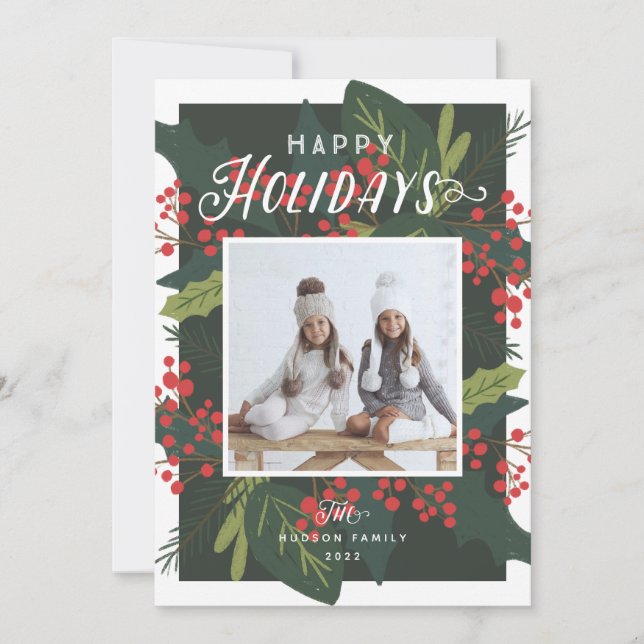 Tarjeta Festiva Holly Days | Foto de Felices Fiestas (Anverso)