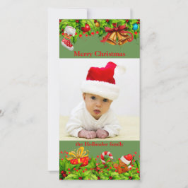 Tarjeta Festiva Holly decorada con Navidades de fotografía