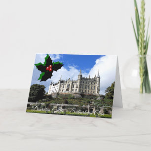 Tarjeta Festiva Holly del castillo Dunrobin del clan Sutherland
