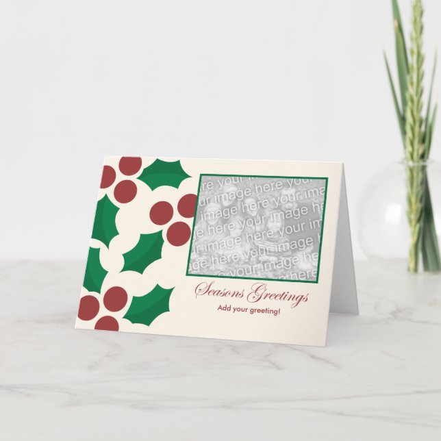 Tarjeta Festiva Holly Holiday Template (Anverso)