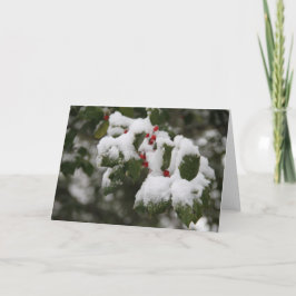 Tarjeta Festiva Holly in Fresh Snow, Blank Card, Use for Notes
