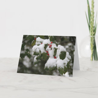 Tarjeta Festiva Holly in Fresh Snow, Blank Card, Use for Notes