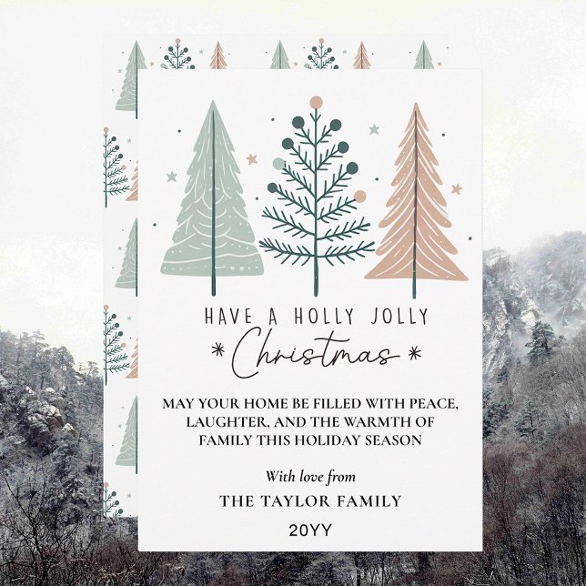 Tarjeta Festiva Holly Jolly Christmas Minimalist Boho Trees (Holly Jolly Christmas Minimalist Boho Trees Holiday Card
)