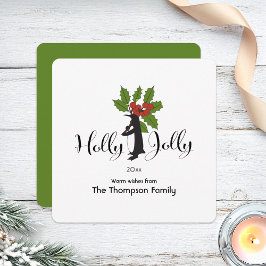 Tarjeta Festiva Holly Jolly Cute Funny Penguin Navidades