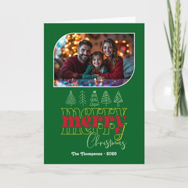 Tarjeta Festiva Holly Jolly Hand Drake Merry Christmas Photo (Anverso)