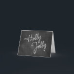Tarjeta Festiva Holly Jolly Holiday Card en Chalkboard<br><div class="desc">Holly Jolly,  escrito en chispas,  decora esta tarjeta de vacaciones de pizarra,  lo que la convierte en una opción divertida y moderna para la temporada.</div>