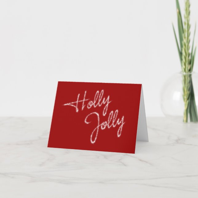 Tarjeta Festiva Holly Jolly Holiday Card in red (Anverso)