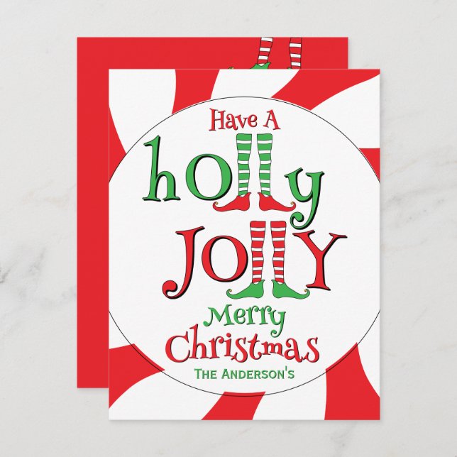 Tarjeta Festiva ¡Holly Jolly Merry Christmas! (Anverso / Reverso)