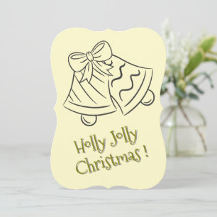 Tarjeta Festiva Holly Jolly Merry Christmas Jingle Bells Amarillo