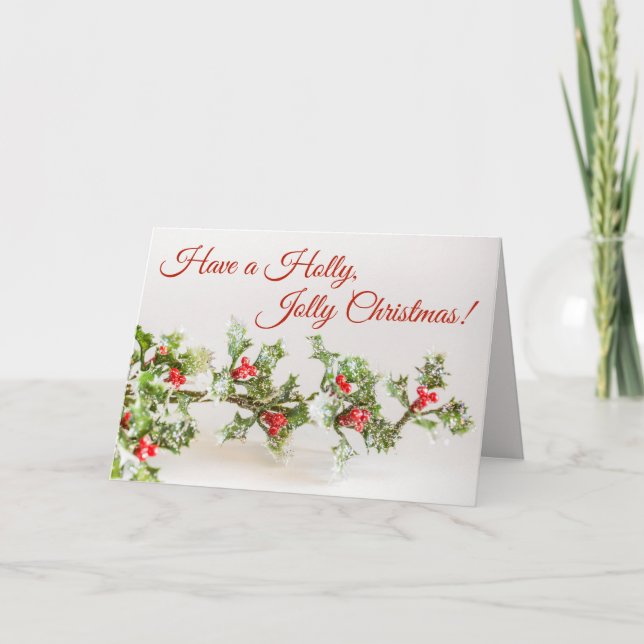 Tarjeta Festiva Holly, Jolly Navidades Card (Anverso)