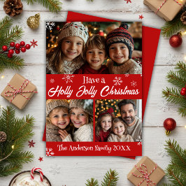 Tarjeta Festiva Holly Jolly Navidades foto clásica