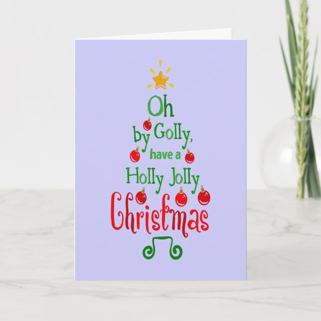 Tarjeta Festiva Holly Jolly Navidades Typography Classic Song, ZSG (Anverso)