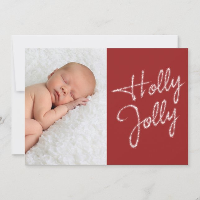 Tarjeta Festiva Holly Jolly Photo Holiday Card (Anverso)