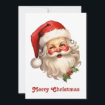 Tarjeta Festiva Holly Jolly Santa Claus Navidades de estilo retro<br><div class="desc">Una tarjeta de Navidades llanos con un alegre ilustracion de un Santa Claus de estilo vintage con mejillas rosadas rojas. Vistiendo su clásico sombrero de santa roja y su gran oso blanco. Un brote de holly se suma al espíritu festivo de este diseño.</div>