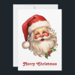Tarjeta Festiva Holly Jolly Santa Claus Navidades de estilo retro<br><div class="desc">Una tarjeta de Navidades llanos con un alegre ilustracion de un Santa Claus de estilo vintage con mejillas rosadas rojas. Vistiendo su clásico sombrero de santa roja y su gran oso blanco. Un brote de holly se suma al espíritu festivo de este diseño.</div>