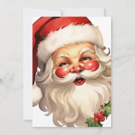 Tarjeta Festiva Holly Jolly Santa Claus Navidades de estilo retro