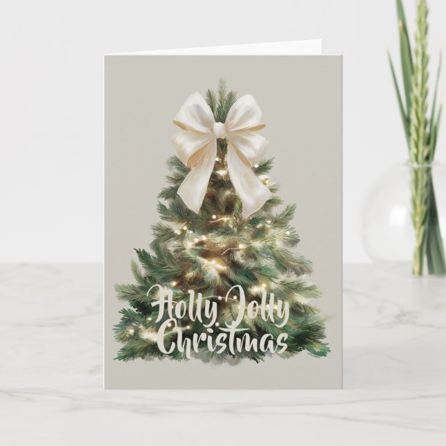 Tarjeta Festiva Holly Jolly Tree-Themed Christmas Holiday Card (Anverso)