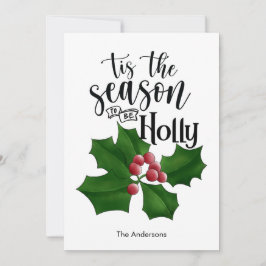Tarjeta Festiva Holly Jolly Watercolor Christmas Card
