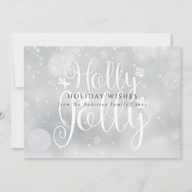 Tarjeta Festiva Holly Jolly Winter Frost Snowflakes Navidades (Anverso)