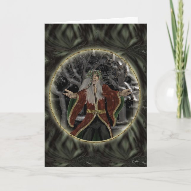 Tarjeta Festiva Holly King Holiday Card (Anverso)