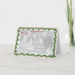Tarjeta Festiva Holly Lights Merry Christmas Template Card