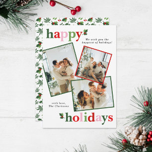 Tarjeta Festiva Holly Merry Christmas Bright Fun Family