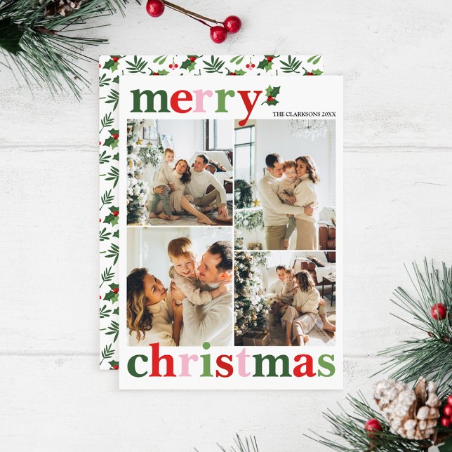 Tarjeta Festiva Holly Merry Christmas Bright Fun Family (Subido por el creador)