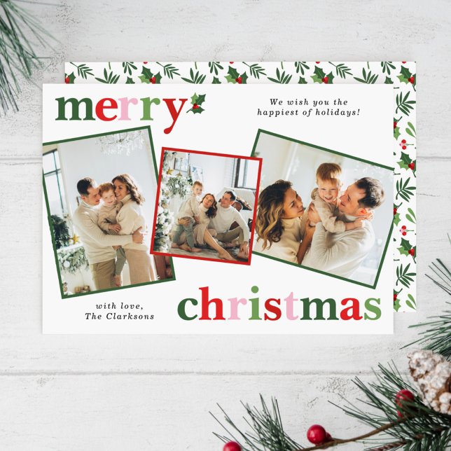 Tarjeta Festiva Holly Merry Christmas Bright Fun Family (Subido por el creador)