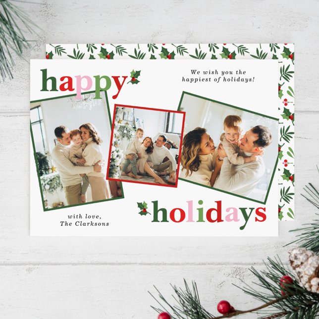 Tarjeta Festiva Holly Merry Christmas Bright Fun Family (Subido por el creador)
