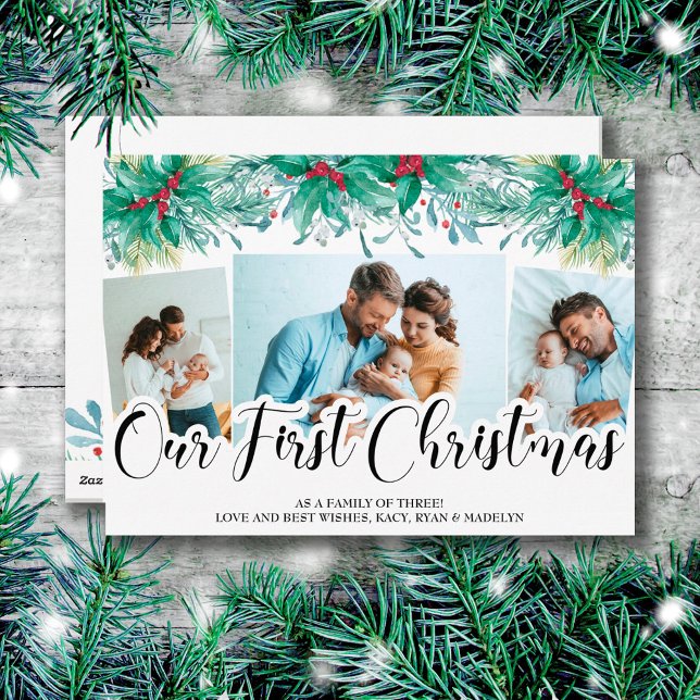 Tarjeta Festiva Holly Mistletoe 3 Foto Nuestro primer guión de Nav (Subido por el creador)