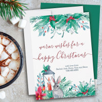 Holly Mistletoe Rabbit y Lantern Navidades felices