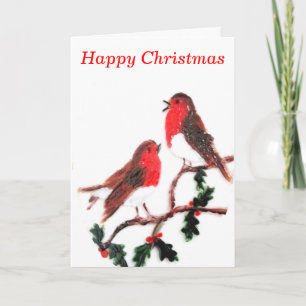 Tarjeta Festiva Holly Robin Festive Art
