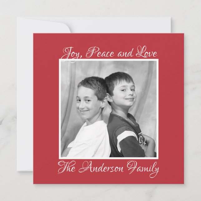 Tarjeta Festiva Holly rojo y verde Berries una foto (Anverso)