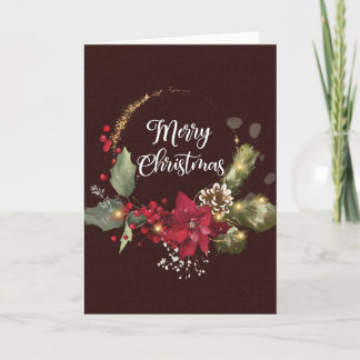 Tarjeta Festiva Holly Wreath Merry Christmas Card