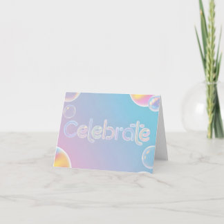 Tarjeta Festiva Holographic Celebration: "Celebrate" Typography