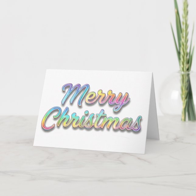 Tarjeta Festiva Holographic Foil Script Merry Christmas (Anverso)