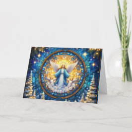 Tarjeta Festiva Holy Angel Stained Glass Christmas