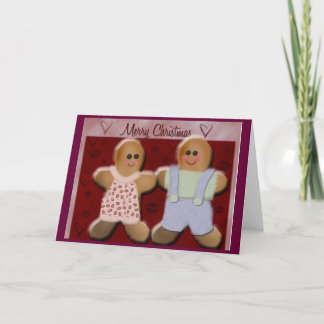 Tarjeta Festiva Hombre con pan de jengibre y mujer