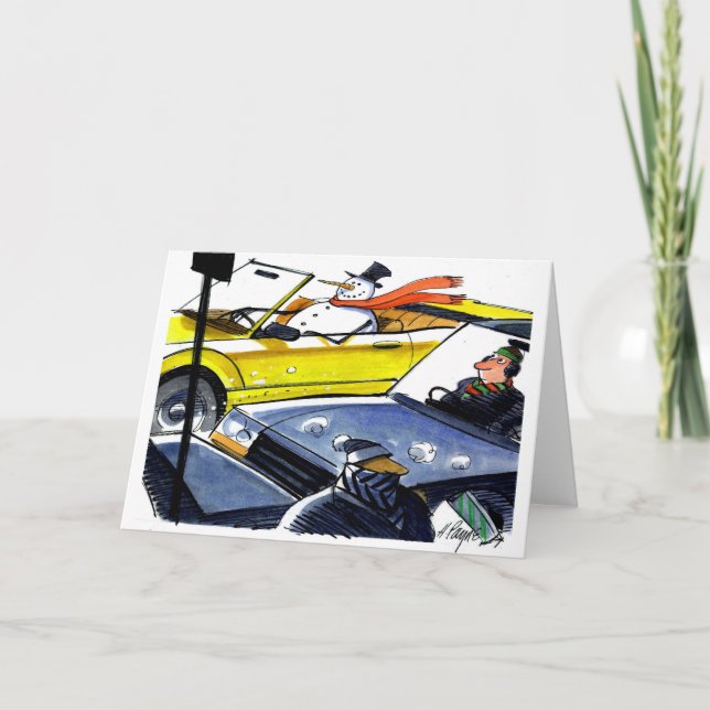 Tarjeta Festiva Hombre convertible de la nieve (Anverso)