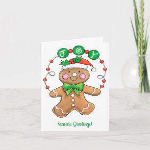 Tarjeta Festiva Hombre de jengibre adorable, alegría de galletas d