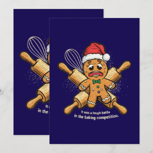 Tarjeta Festiva Hombre de Jengibre Divertido "Dura Batalla" Navida