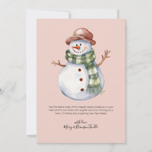 Tarjeta Festiva Hombre de nieve acuarela con Navidades de miedo