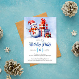 Tarjeta Festiva Hombre de nieve caprichoso y fiesta navideña