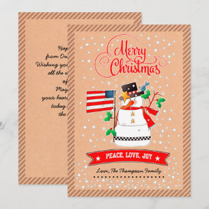 Tarjeta Festiva Hombre de nieve con Navidades de papel Kraft de la