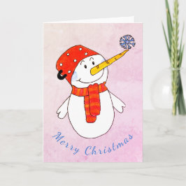 Tarjeta Festiva Hombre de nieve con Navidades de Snowflake para ni
