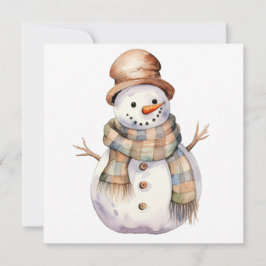 Tarjeta Festiva Hombre de nieve con Navidades Gorras marrones