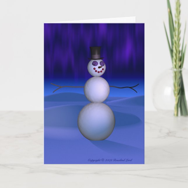 Tarjeta Festiva Hombre de nieve de noche (Anverso)