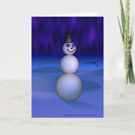 Tarjeta Festiva Hombre de nieve de noche